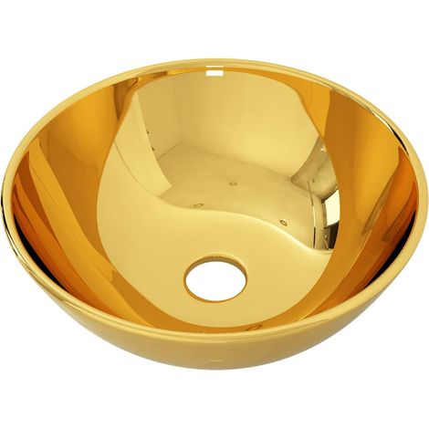 vidaXL Waschbecken 28 x 10 cm Keramik Gold