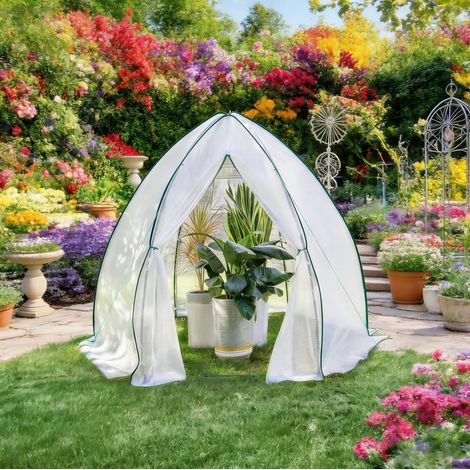 Serre de jardin tipi 240x200x240 cm blanche OKMYHOME (1/5)