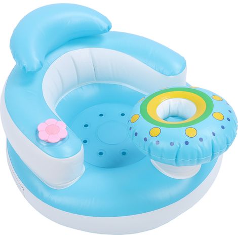Siège gonflable pour bébé avec pompe à air intégrée, musique, dossier et soutien de la nuque, siège de sol gonflable pour tout-petit (1/5)