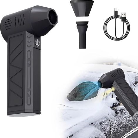 Soplador de nieve para coche, 4 potentes velocidades de soplado, carga rápida USB-C, soplador eléctrico turbo con luz LED, ideal para quitar la nieve, espolvorear y soplar aire. (1/5)