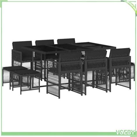 Ensemble de salle à manger de jardin - FAFEICY - 3210967 - 11 pièces - Résine tressée noire - Rangement compact (1/5)