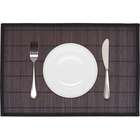 6 Bambus-Platzdeckchen 30 x 45 cm Dunkelbraun