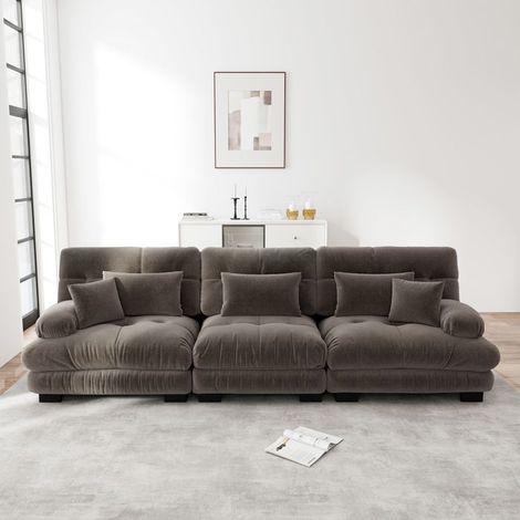 Canapé - KOMHTOM - Modulaire d'angle - Chenille - 3 places - Siège profond (1/5)