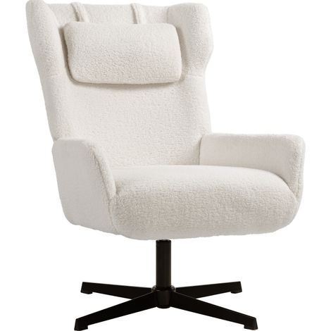 CHICFURN sillón auxiliar giratorio 74x86,5x102 cm tela de peluche blanco crema (1/5)