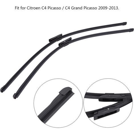 Lot de 2 balais d'essuie-glace avant gauche et droit – Caoutchouc souple – Longueur 81 cm et 76.5 cm – Compatible Citroen C4 Picasso 09-13 (1/4)