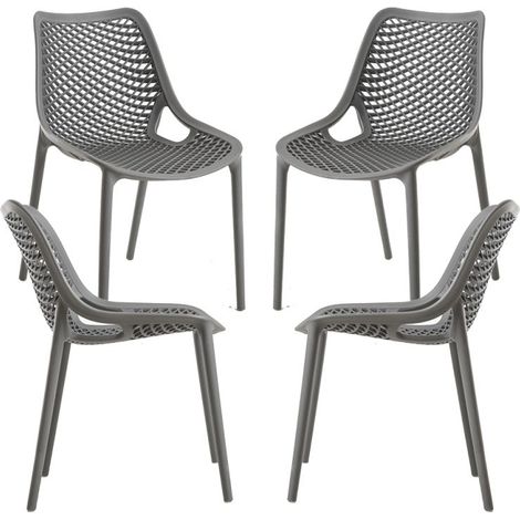 Packs Sillas Jardín - Pack 4 Sillas Kusin - Gris oscuro (1/5)