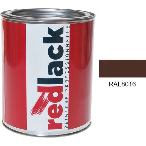 Bote de 1L de pintura – RAL 8016 Marrón Caoba – Brillo – para múltiples superficies – Redlack