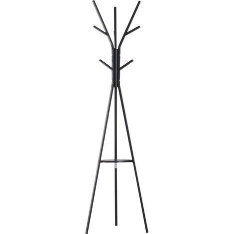 HOMCOM Appendiabiti da Terra per Ingresso Attaccapanni Moderno Nero 45x45x180cm