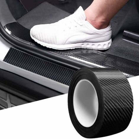 Pegatina para coche de fibra de carbono, protector de umbral de puerta, protector de parachoques, pegatina decorativa para matrícula (1/5)