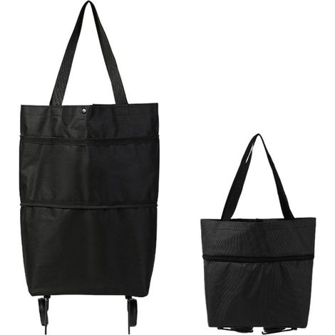 Chariot de courses à roulettes 1 pièce, sac caddie pliable grande capacité pour courses et déplacements (1/5)