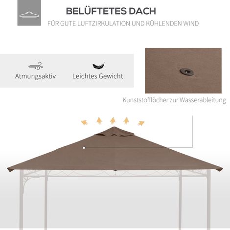 Toiture de remplacement pour tonnelle 2,93x2,93m, housse de protection solaire en polyester brun café, parfaite pour jardin et terrasse (1/5)