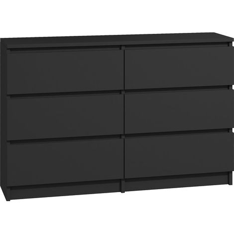 6-Schubladen-Kommode 120cm schwarz Sideboard Bella (1/5)