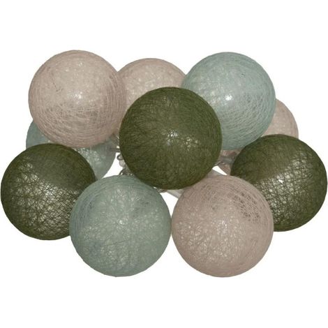 Atmosphera – Guirlande LED 10 boules multicolores 165 cm – Coton, PVC, cuivre, polystyrène – Alimentation batterie – Décoration intérieure moderne