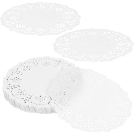 Napperons décoratifs en papier, dentelle, ronds, 140 pièces (1/5)