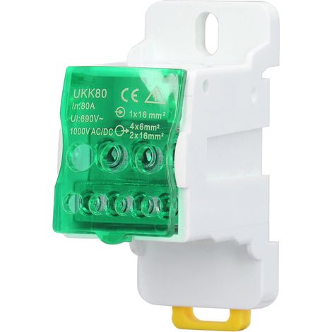 Bornier, UKK-80A 690V Boîte De Jonction, Bornier Rail Din, Borniers Electrique, Bornier De Distribution Terre, Dispositif De Protection De Micro-ordinateur Avec Couvercle De Protection(Vert) (1/5)