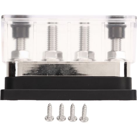 Barre omnibus de batterie DC12V à 48V 600A, courant élevé M10, bloc de Distribution d'énergie à 4 goujons pour voiture, camping-car, bateau, Yacht, noir