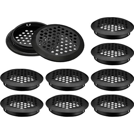 Grille de ventilation ronde, aérations en acier inoxydable, format de montage 53 mm, noir, 10 pièces(convexe) (1/4)