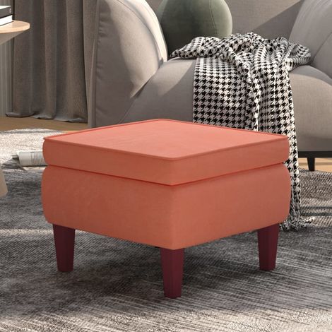 Repose-pied, Tabouret Bas Pouf, Tabouret avec pieds pour Salon ou Chambre en bois Rose Velours HAV9935 (1/5)