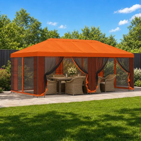 vidaXL Gazebo de jardín con paredes laterales 6 x 3 m Naranja (1/5)