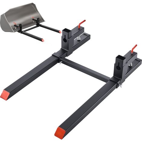 Fourches à Palettes à Pince Charge 907 kg Fourches à Godet Longueur Totale 109 cm avec Barre Stabilisatrice Réglable 50-91,5 cm, Compatible avec Godet de Chargeuses Compactes Tracteurs, Noir (1/5)