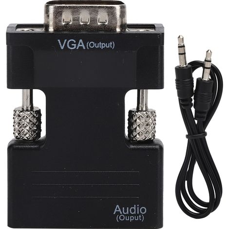 Adaptateur HDMI vers VGA Femelle Mâle avec Audio HD - Câble Convertisseur Noir (1/5)