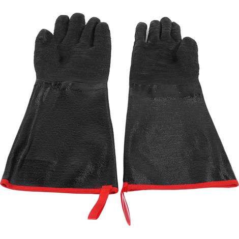 Gants de BBQ résistants à 500°C, imperméables et anti-acides pour jardin, noir 17 pouces (1/5)