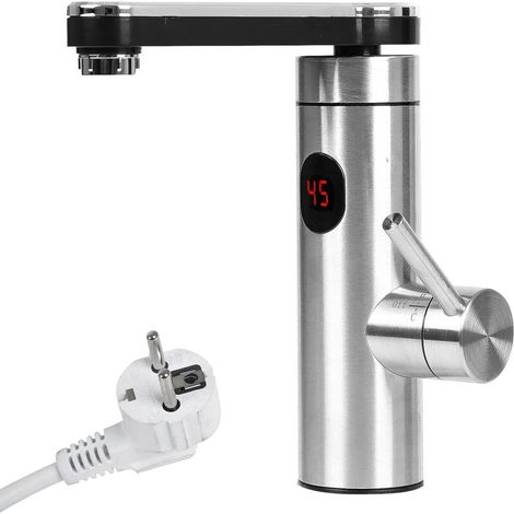 Elektrischer Wasserhahn mit Durchlauferhitzer, 220 V, LCD-Bildschirm, 360° drehbarer Temperaturregler, Mischbatterie für Küche und Bad
