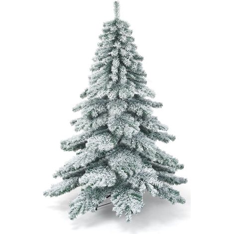 Albero di natale artificiale da 180 cm con fiocchi di neve punte in pvc per albero di natale verde bianco