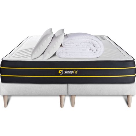 Komplettpaket Bett - Matratze 160x200 cm + 2 Boxspringbetten (Monoblock) + 2 Kopfkissen + Bettdecke - Ultra (1/5)