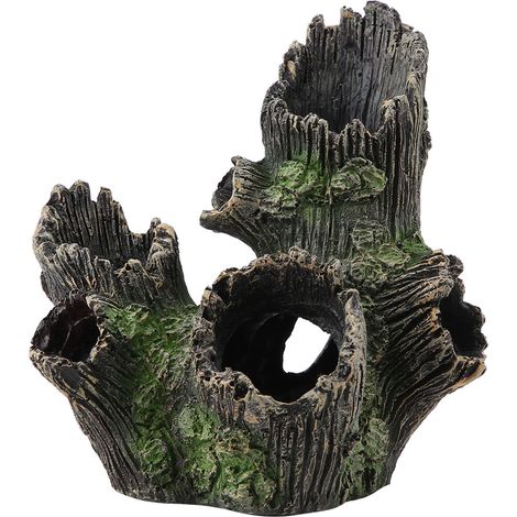 Tronc d'arbre artificiel en résine, décoration en bois flotté pour aquarium (1/5)