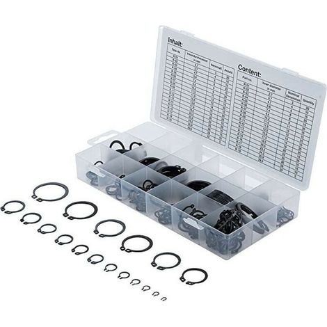 Lot de 300 circlips extérieurs en acier trempé, diamètres 3 à 32 mm, pour montage mécanique professionnel