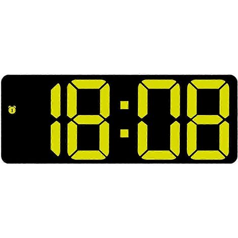 Réveil numérique avec grand écran, fonction snooze, facile à lire, réveil de bureau LED multifonctionnel, fournitures de bureau, jaune fluorescent Qinghai. (1/5)