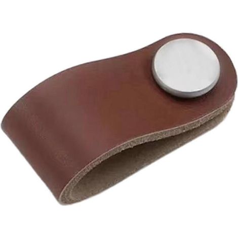 Poignées de porte en similicuir pour meubles de cuisine et tables de chevet-6.5cmx2.5cmx2.3cm-Brown Single Hole