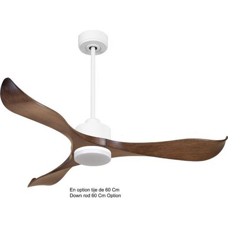 Modulo Ventilateur de plafond DC avec lumière blanc pales couleur bois ideal 25 à 40 m² KLDC4SlimP2WoL1WiSlim