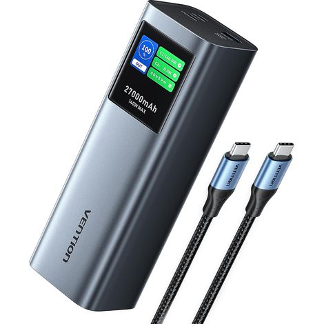 Batterie Externe 27000mAh, Power Bank 140W PD3.1 3 Ports avec Écran Numérique Intelligent, Chargeur Externe Compatible 17/16/15/14, Pro, S24 (1/5)