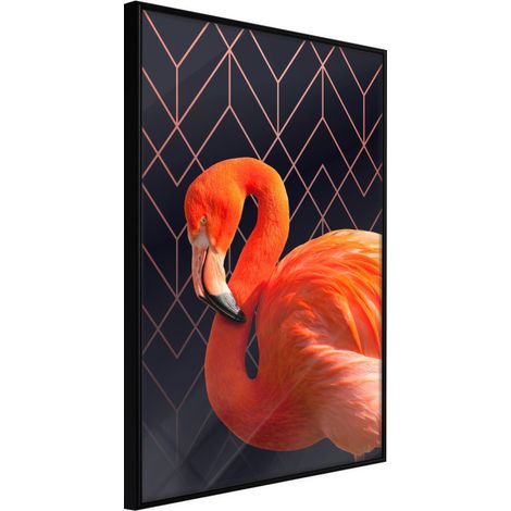 Affiche Murale Encadrée "Orange Flamingo" 40 x 60 cm Noir