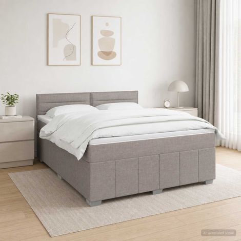 vidaXL Lit boxspring LED avec matelas Taupe 140 x 200 cm Tissu (1/5)
