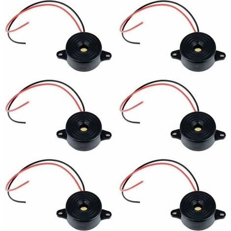 Electronic Buzzer DC 3-24V 85dB Audible Alarm Buzzer Alarm System Siren 12v with 110mm Cable Intermittent Continuous Sound for Physical Circuits 6 Pcs (Black) (1/4)