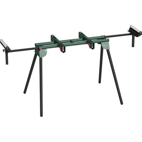 En atelier ou sur chantier, coupes plus stables avec ce support pour scie à onglet à bras réglables et pieds pliants (1/5)