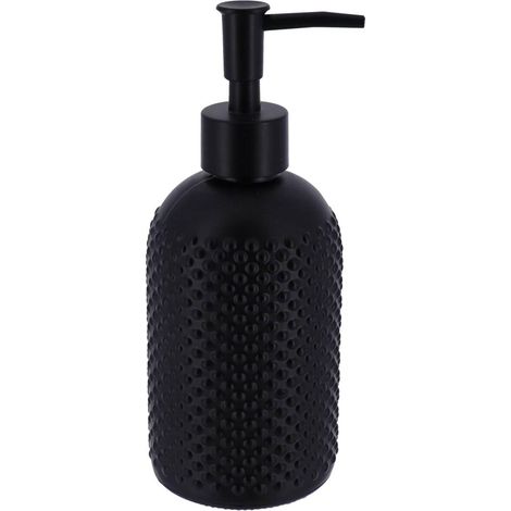 Seifenspender rund glas punktemuster 410 ml - schwarz - Tendance