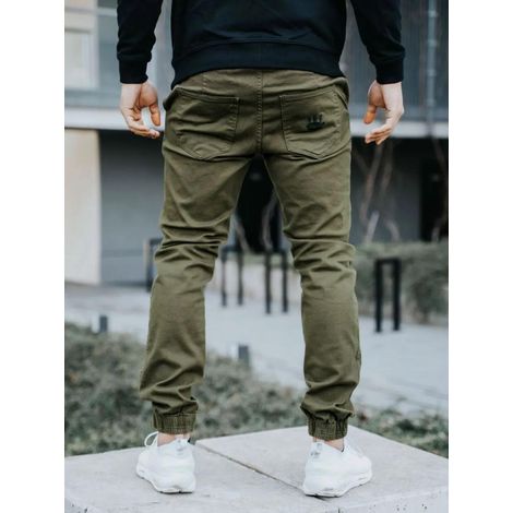 Pantaloni da jogging Jigga Crown XXL da uomo, verde oliva/nero (1/5)