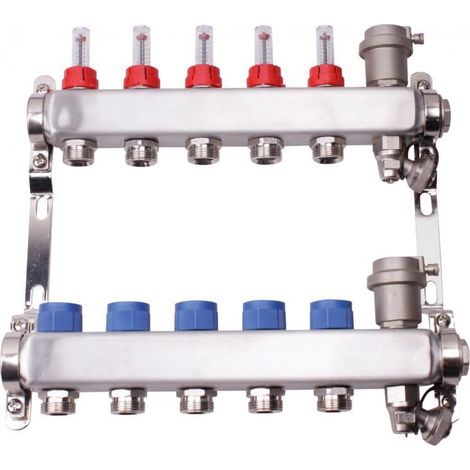 Collecteurs PCBT F 1" avec débitmètres 7 départs M 3/4EK Inox - Somatherm