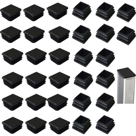 32 Pack 40 x 40mm Square Tube Slat End Caps, Black Plastic Square End Caps for Metal Products/Chairs/Sofas/Tables (1/5)