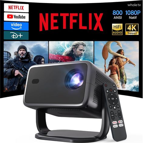 [1080P Native] Smart Projector Supports 4K, Compatible with Netflix, Voice Assistant AI Mini Projector WiFi and Bluetooth, Autofocus (1/5)