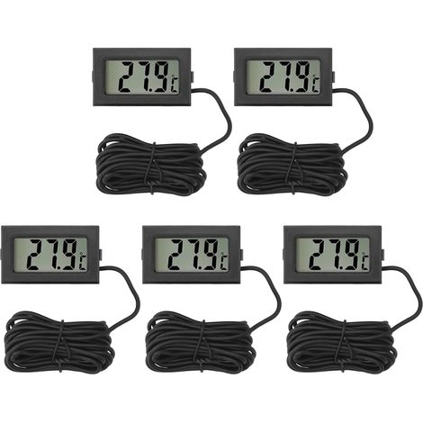 Mini thermomètre numérique, 5 pièces capteur de température intégré, moniteur numérique intérieur extérieur pour la maison, le garage, la surveillance des entrepôts (1/5)