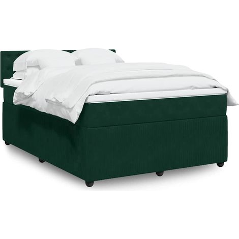 Boxspringbett mit Matratze Dunkelgrün 140x190 cm Samt (1/5)