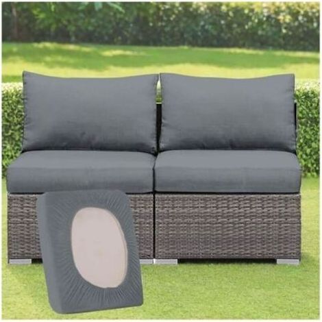 Housse De Coussin Exterieur Extensibles pour Salon De Jardin, Couleur Unie Housses de Coussin de Siège, Amovibles pour Intérieur et Extérieur, Terrasse Meubles (Gris,2PCs Length 50-65cm)