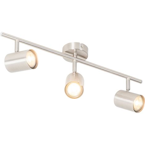 QAZQA jeana - Spot plafond, plafonnier - 3 lumière - L 505 mm - Acier - Moderne - éclairage intérieur - Salon I Chambre I Cuisine I Salle à manger