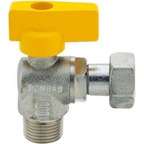Rubinetto gas squadra a leva 1/2" x 3/4" maschio/girello per scaldabagno enolgas
