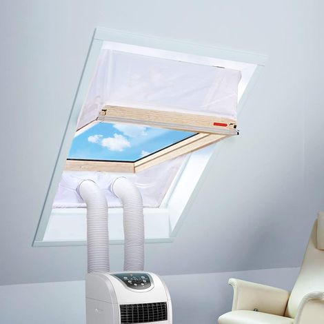Kit di sigillatura per condizionatori d'aria portatili, kit per finestre per condizionatori d'aria portatili impermeabili a doppia presa d'aria, adatto per condizionatori d'aria con tubo singolo e dop (1/5)